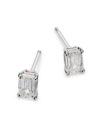 Diamond Emerald-Cut Stud Earrings in 14K White Gold, 0.50 tcw