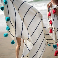 Pink Lemonade Blue Dazzle Tassle Throw