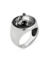 Men's Sterling Silver Roaring Tiger Signet Ring