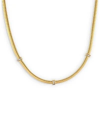 18K Yellow Gold Via Mercanti Diamond Three Station Tubogas Collar Necklace, 17"