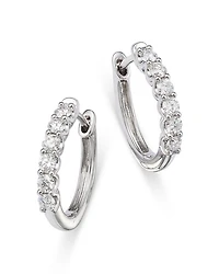 Diamond Small Hoop Earrings 14K Gold, 0.34 tcw