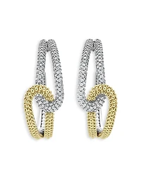 18K Yellow Gold & Sterling Silver Caviar Lux-Clip Diamond Hoop Earrings - Exclusive