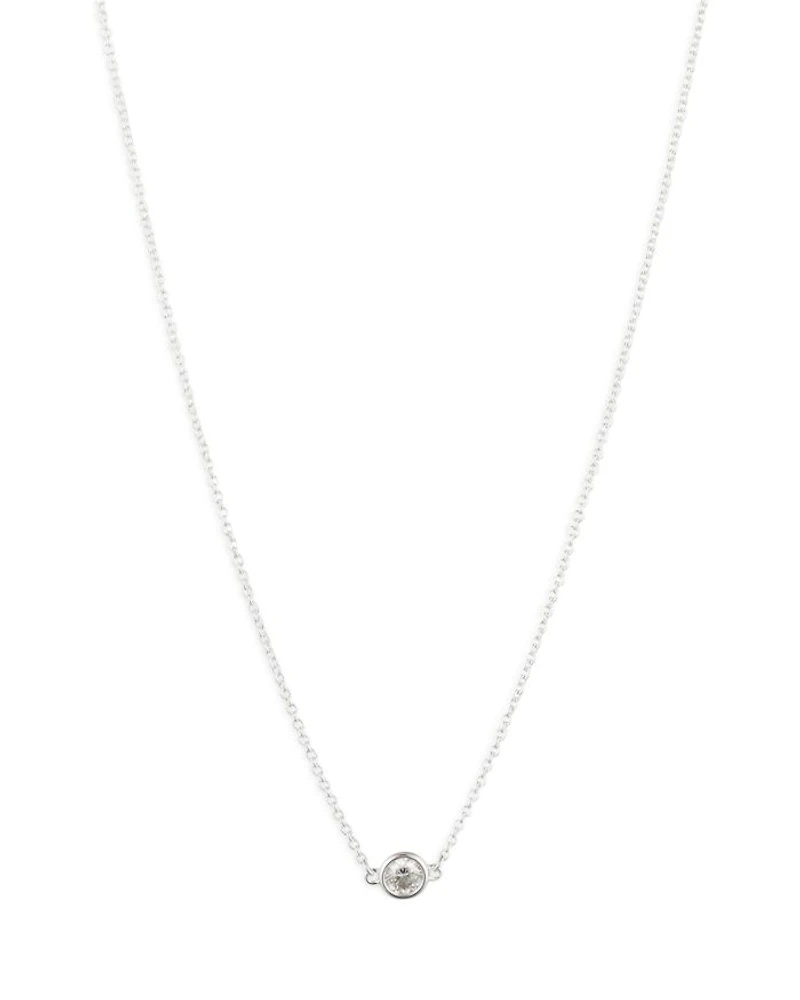 Sterling Silver & Bezel Set Cubic Zirconia Pendant Necklace, 15"-18"