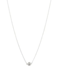 Sterling Silver & Bezel Set Cubic Zirconia Pendant Necklace, 15"-18"