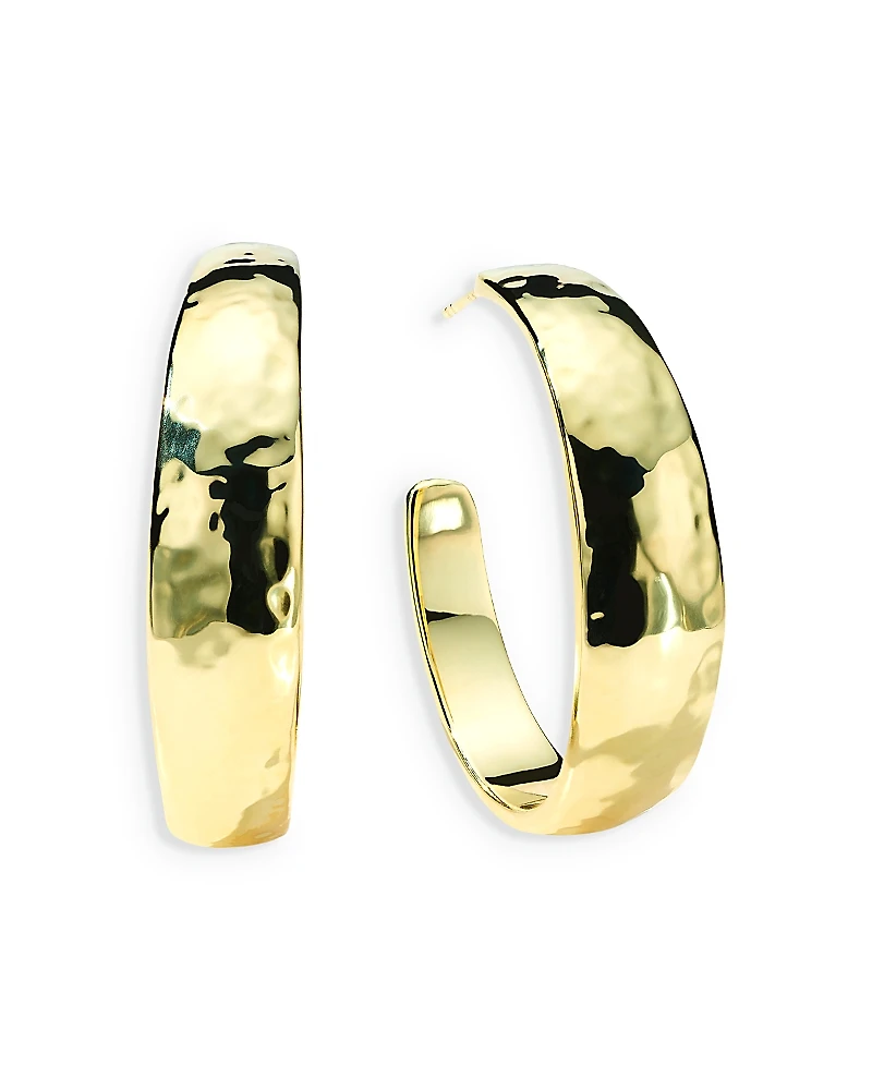 Ippolita 18K Yellow Gold Classico Hammered Medium Hoop Earrings