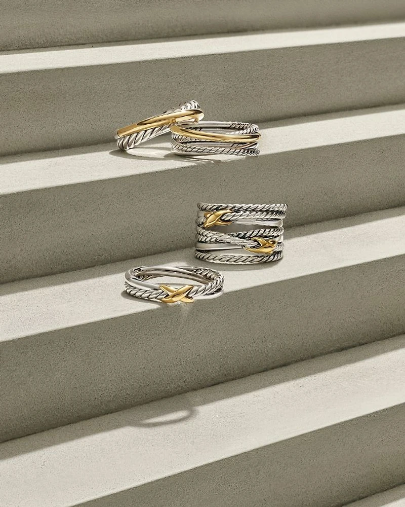 Sterling Silver & 18K Yellow Gold Crossover Ring