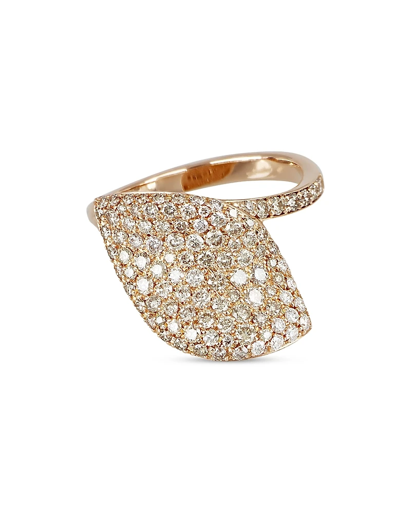 Pasquale Bruni 18K Rose Gold Aleluia Diamond Pave Leaf Statement Ring