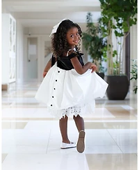 Girls' Audrey Ceremony Dress with Black Velvet Top and White Sateen Skirt - Baby, Little Kid, Big Kid