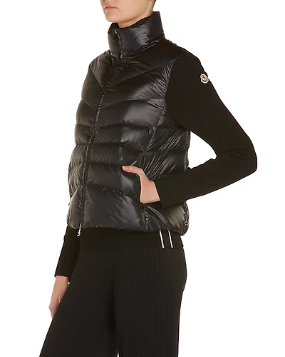 Moncler Mixed Media Wool Puffer Cardigan