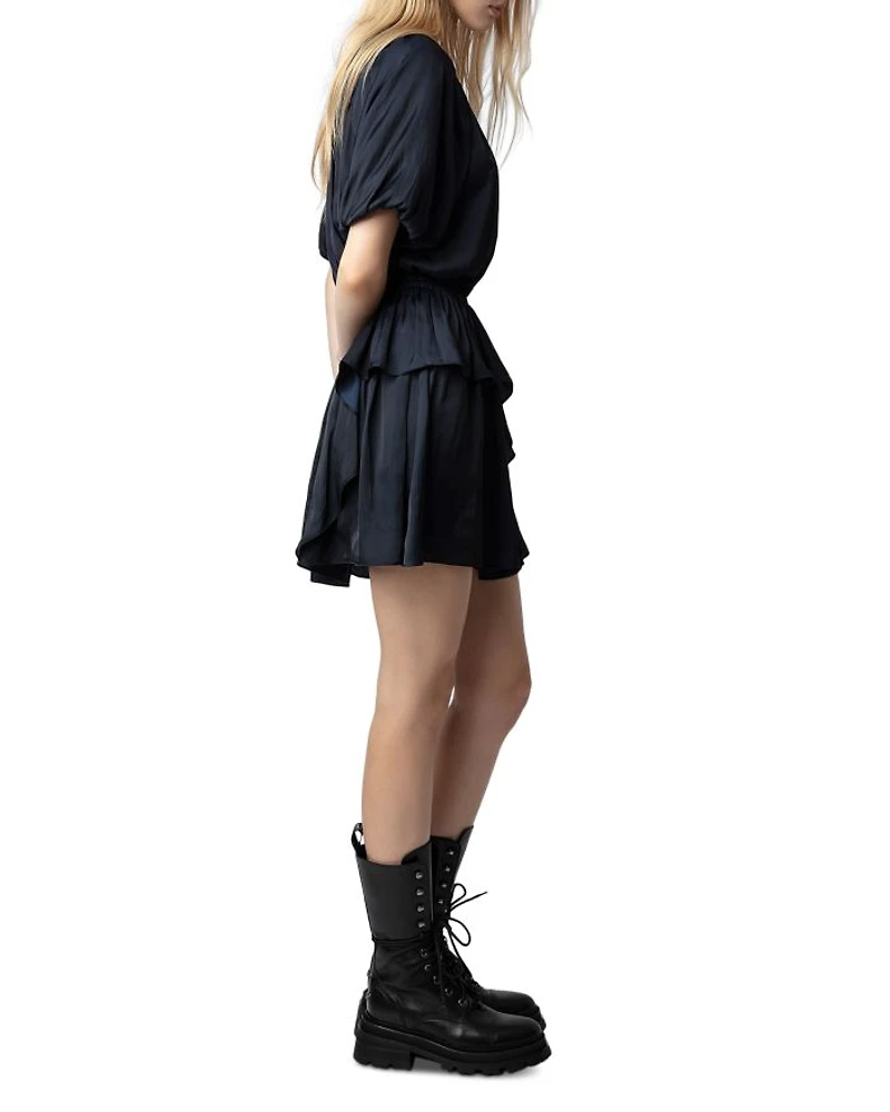 Romina Satin Balloon Sleeve Mini Dress