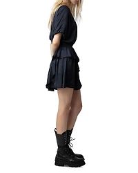 Romina Satin Balloon Sleeve Mini Dress