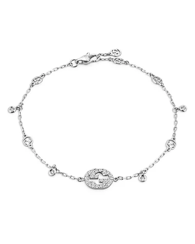 18K White Gold Interlocking G Diamond Bracelet