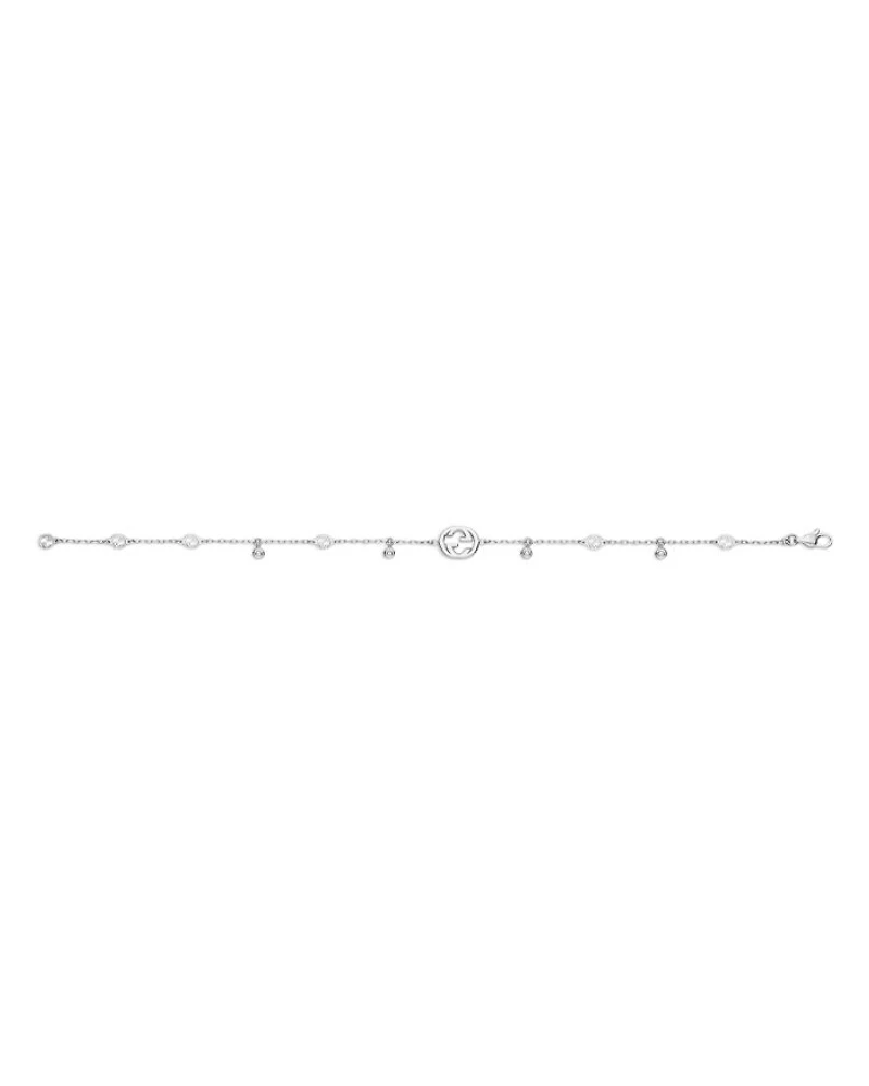 18K White Gold Interlocking G Diamond Bracelet