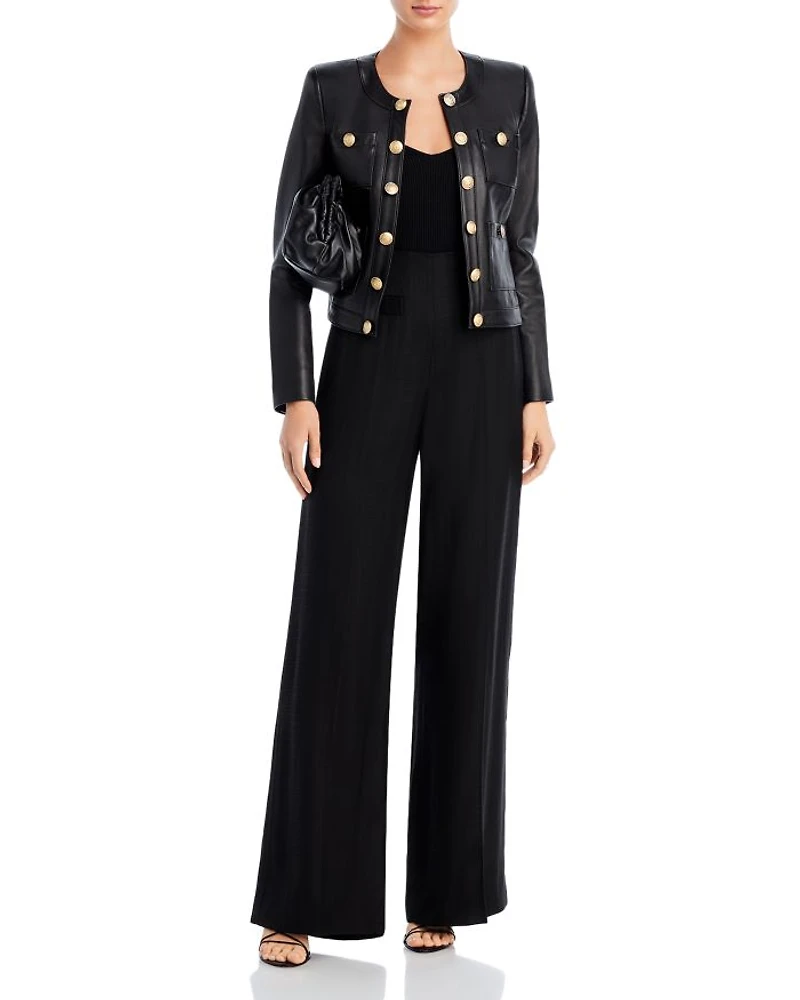 Jayde Leather Open Front Jacket