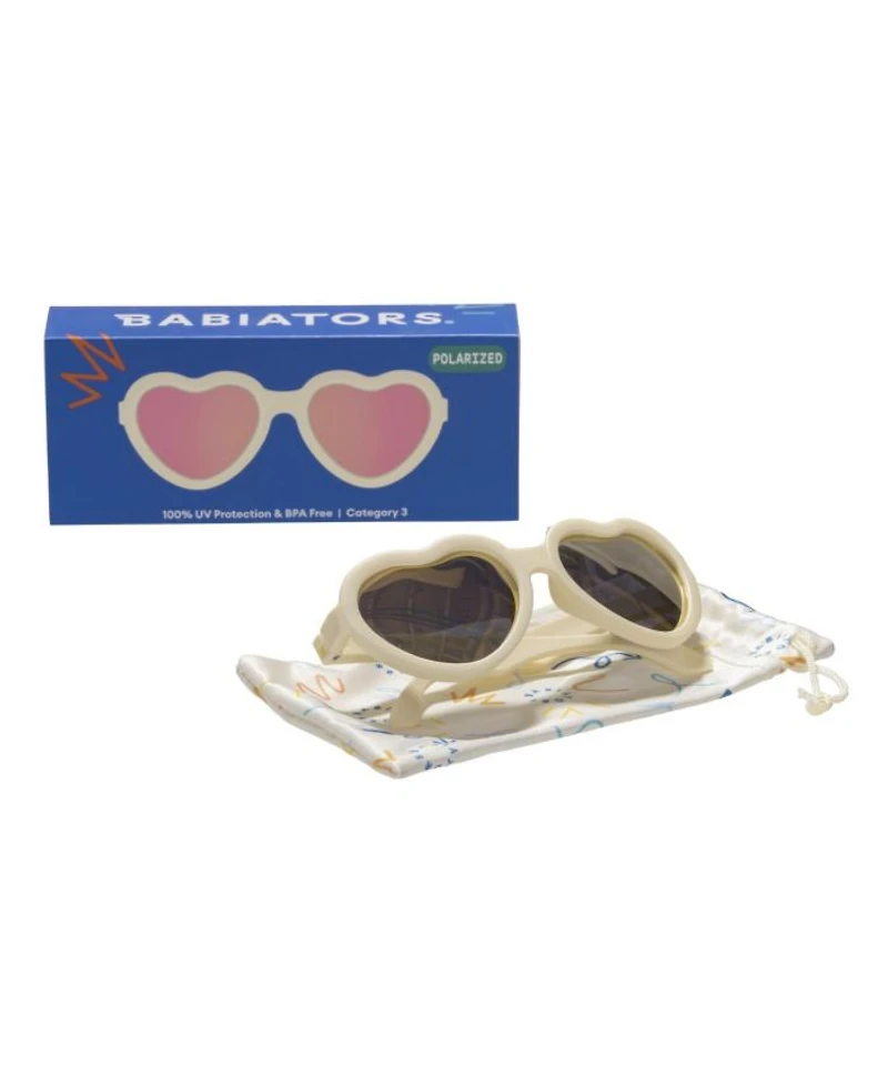 Sweet Cream Heart Rose Gold Polarized Mirrored Lens Sunglasses