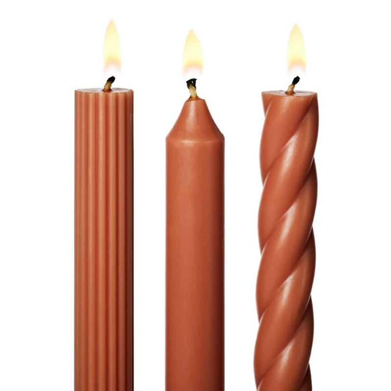 Assorted Burnt Orange Candle Tapers 3-pack, 7.65 oz.
