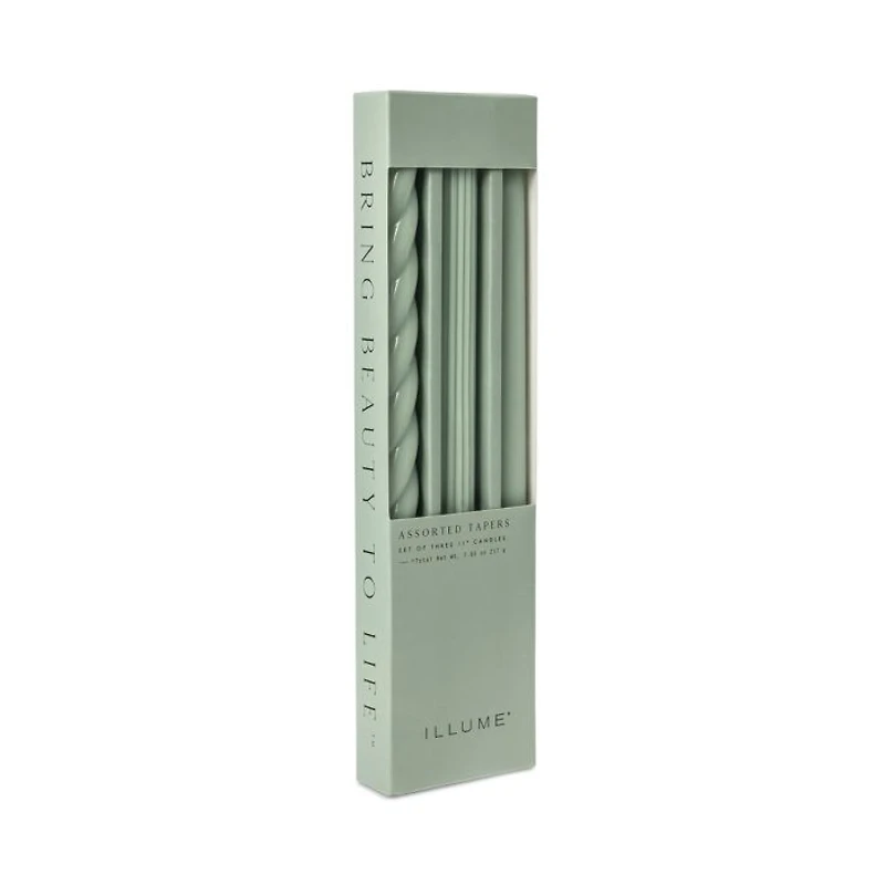 Assorted Sage Green Candle Tapers 3-pack, 7.65 oz.