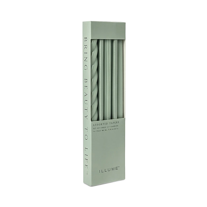 Illume Assorted Sage Green Candle Tapers 3-pack, 7.65 oz.
