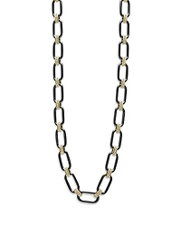 Lagos 18K Yellow Gold Signature Caviar Black Ceramic Link Necklace