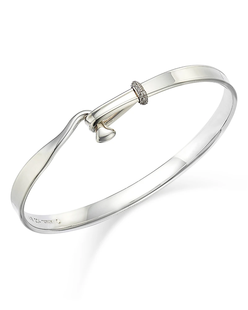 Georg Jensen Sterling Silver Torun Diamond Bangle Bracelet