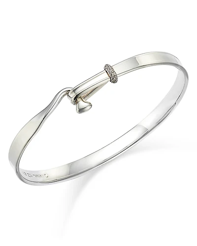 Georg Jensen Sterling Silver Torun Diamond Bangle Bracelet