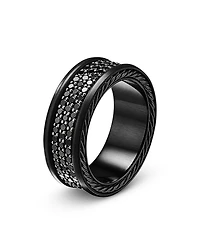 Men's Streamline® Three Row Band Ring Black Titanium with Diamonds, 8.5mm