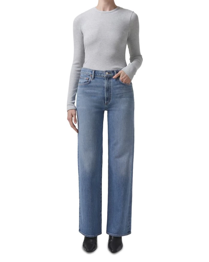 Harper Mid Rise Wide Leg Jeans Flash