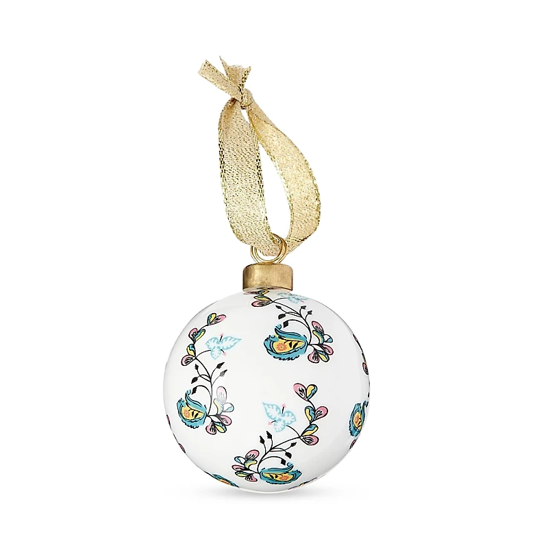 Spode Kit Kemp for Spode Psycho Sprig Yellow Bauble Ornament