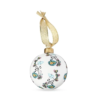 Spode Kit Kemp for Spode Psycho Sprig Yellow Bauble Ornament