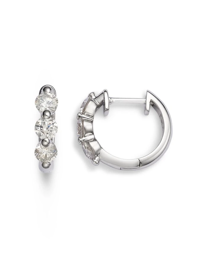 Diamond Hoop Earrings 14K White Gold, 0.5-1.5 tcw