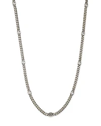 Sterling Silver Black Enamel Double G Logo Curb Link Chain Necklace, 19.7"