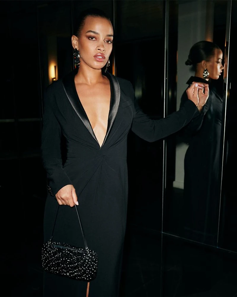 Tuxedo Style Column Gown