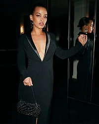 Tuxedo Style Column Gown