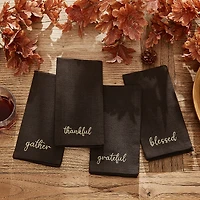 Elrene Home Fashions Harvest Sentiment Embroidered Napkins
