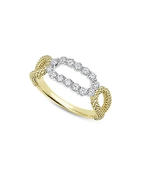 Lagos 18K White & Yellow Gold Signature Caviar Diamond Open Oval Ring