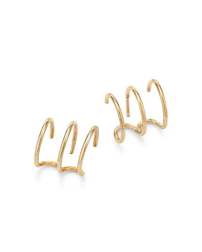 14K Yellow Gold Triple Wire Cuff Earrings