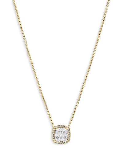 Nadri Cushion Cut Halo Pendant Necklace, 16