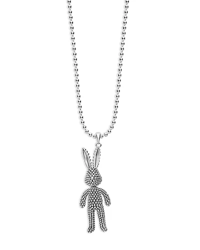 Lagos Sterling Silver Rare Wonders Karat Rabbit Pendant Necklace, 34