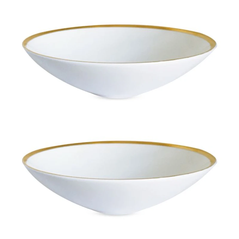 Golden Edge 8" Soup Pasta Bowl, Set of 2