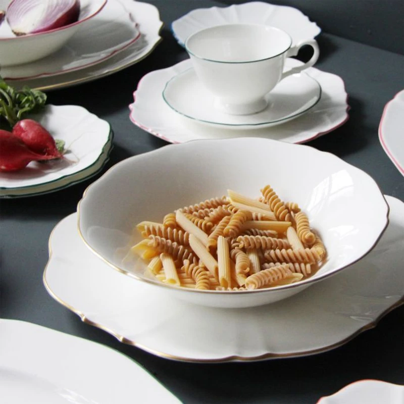 Amelie Brushed Gold 9" Soup Pasta Bowl, Set of 2