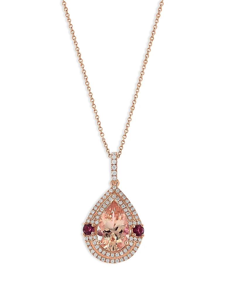 Bloomingdale's Fine Collection Pink Tourmaline, Morganite & Diamond Pendant Necklace