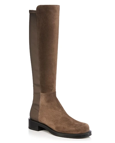 Women's Halfnhalf Bold Suede & Stretch Knee High Boots