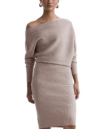 Reiss Lara Draped Knitted Bodycon Dress