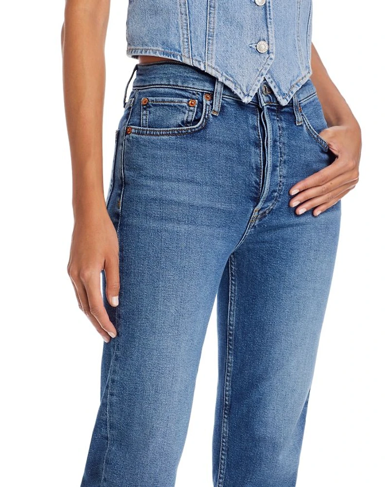 Stove Pipe High Rise Straight Jeans Mid 70s