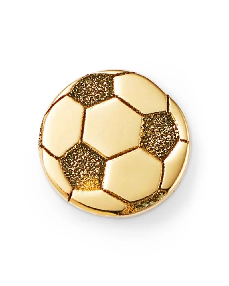 14K Yellow Gold Itty Bitty Symbols Soccer Ball Single Stud Earring