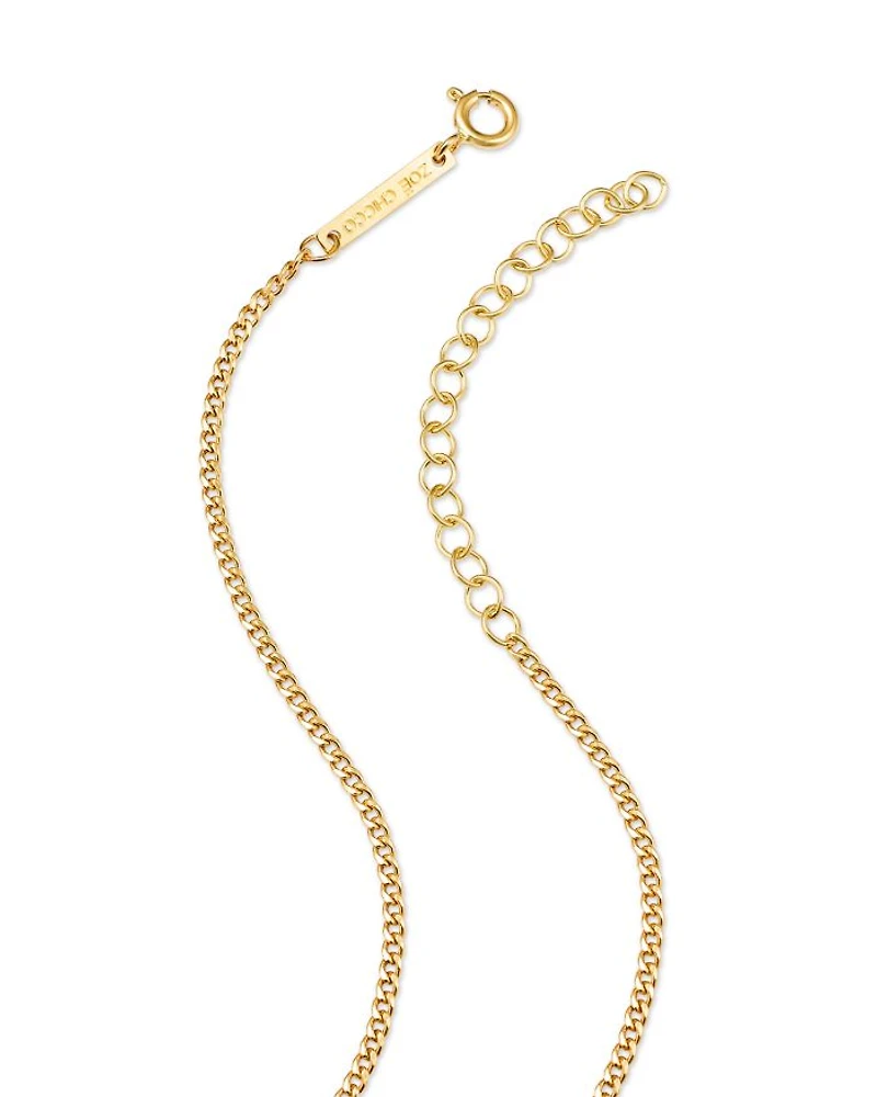 14K Yellow Gold Emerald Gemstones Bezel Pendant Necklace, 14-16"