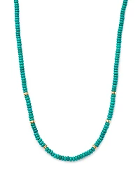 Zoe Chicco 14K Yellow Gold Gemstone Beads Turquoise Rondelle Collar Necklace, 16-18