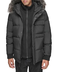 Andrew Marc Nisko Faux Fur Trimmed Hooded Bib Coat