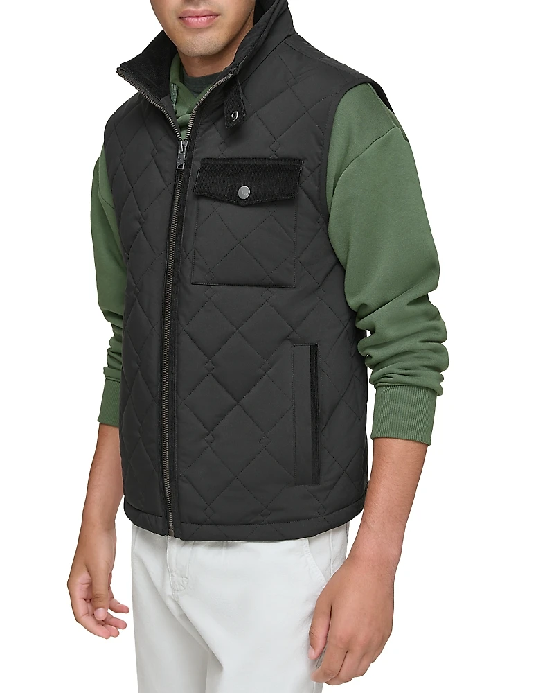 Andrew Marc Barnet Quilted Corduroy Trimmed Water Resistant Vest
