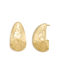 L. Klein 18K Yellow Gold Dome Hammered Hoop Earrings